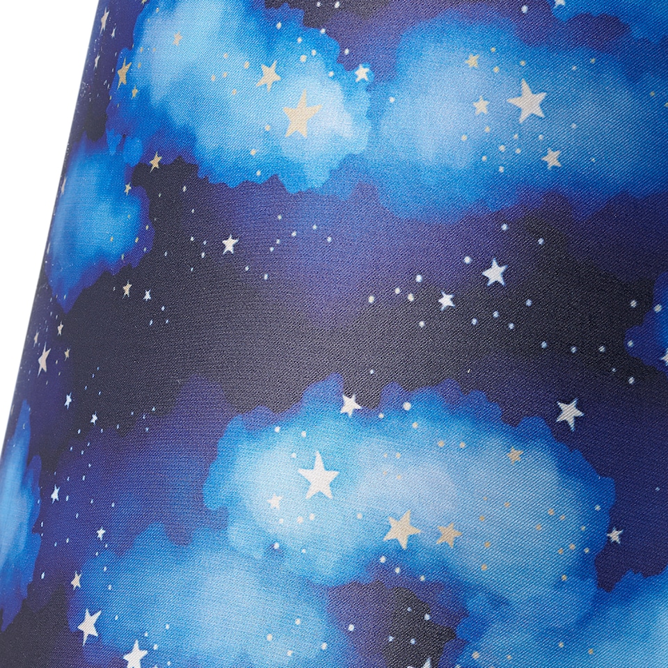 image 1 of Modern Navy Blue Childrens Lamp Shade with Bright Gold Stars and White Clouds | Blue | 10"