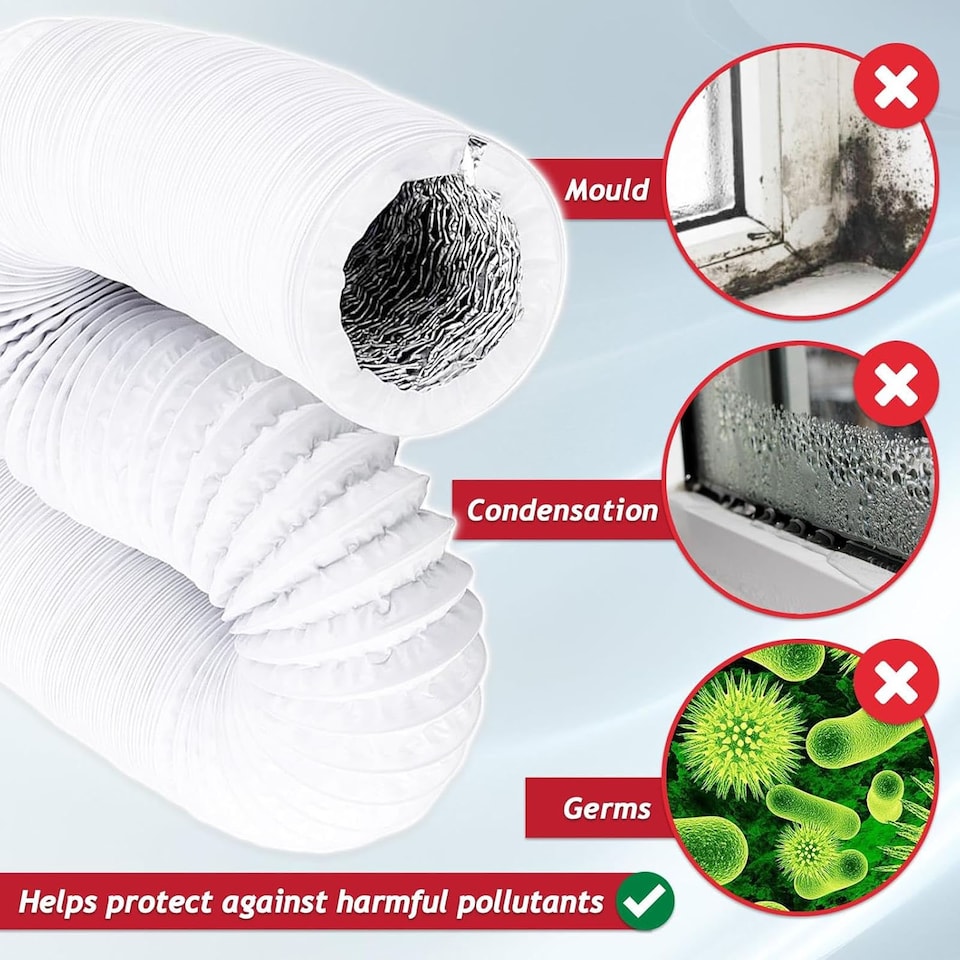image 1 of SPARES2GO Vent Hose for DELONGHI Portable Air Conditioners Heat Insulated AC Extension Pipe 6m 5" 125mm
