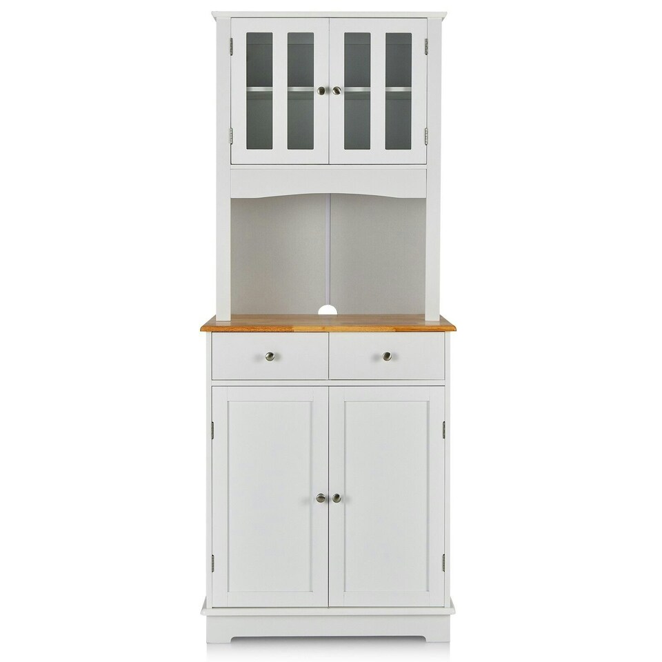 image 1 of COSTWAY Kitchen Pantry Cabinet Buffet Cupboard W/ Drawer White