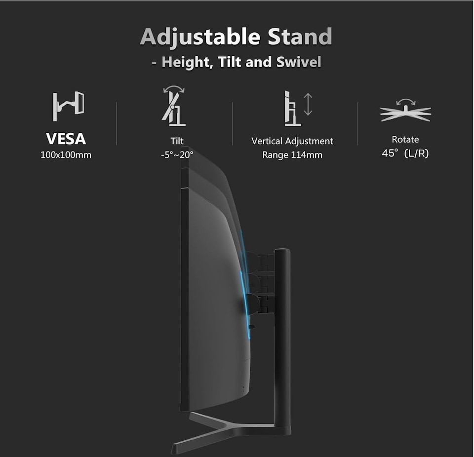 image 1 of Z-Edge 34 Inch Ultrawide Curved Gaming Monitor 165Hz 3440x1440 VA 1500R | 21:9 PC Monitor UWQHD, 1ms MPRT, Adjustable Stand, 100% sRGB, FreeSync, DisplayPort (165Hz) HDMI (100Hz), PIP & PBP, Black