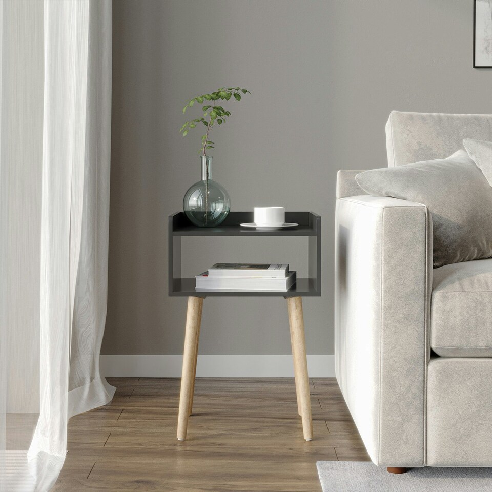 image 1 of Scandi Storage Side Table with Pine Legs White | Unit Colour: White