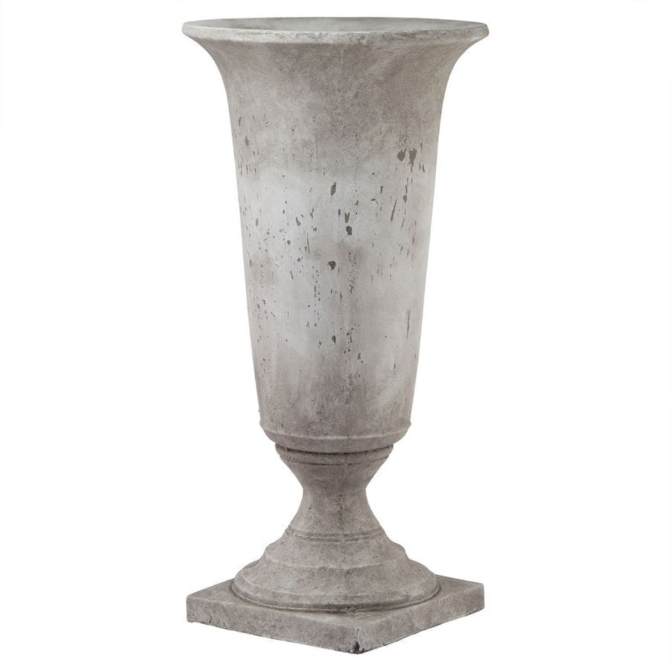 image 1 of Tall Stone Effect Urn Planter - Ceramic - L41 x W41 x H82 cm Grey