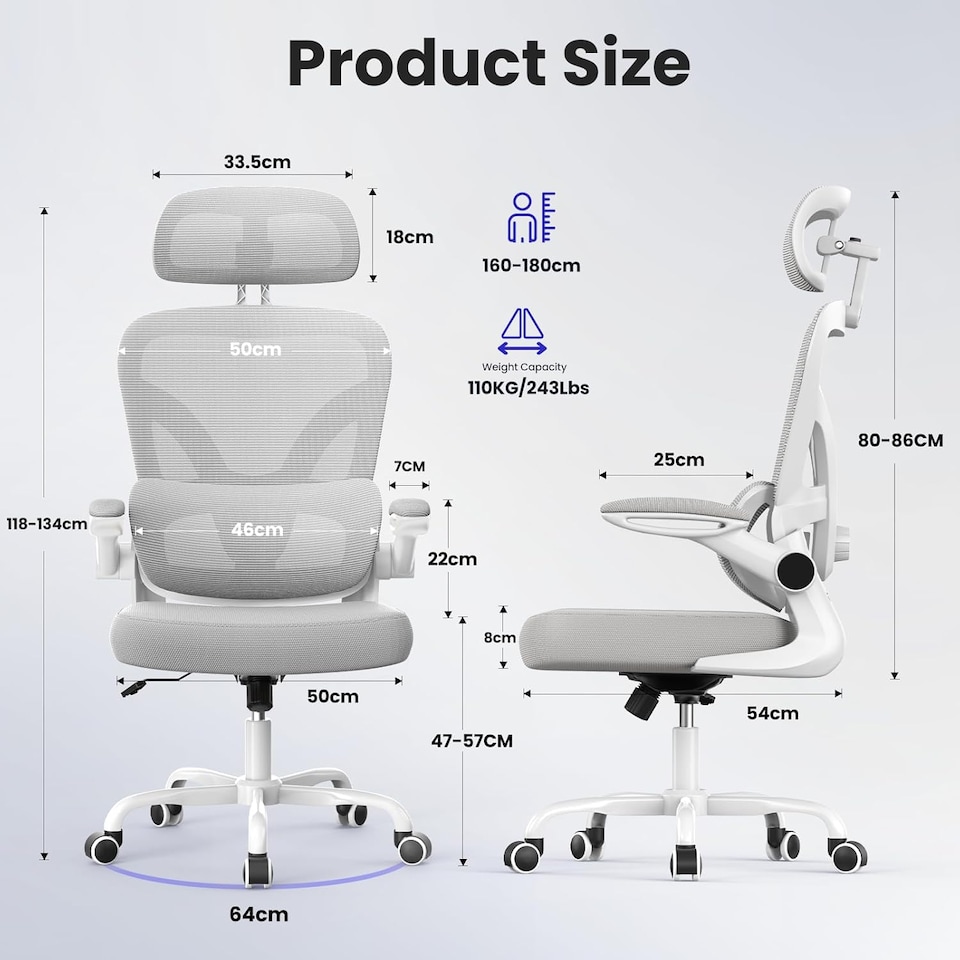 image 1 of Rattantree Ergonomic Office Chair Dual Backrest Mesh Computer Chair
