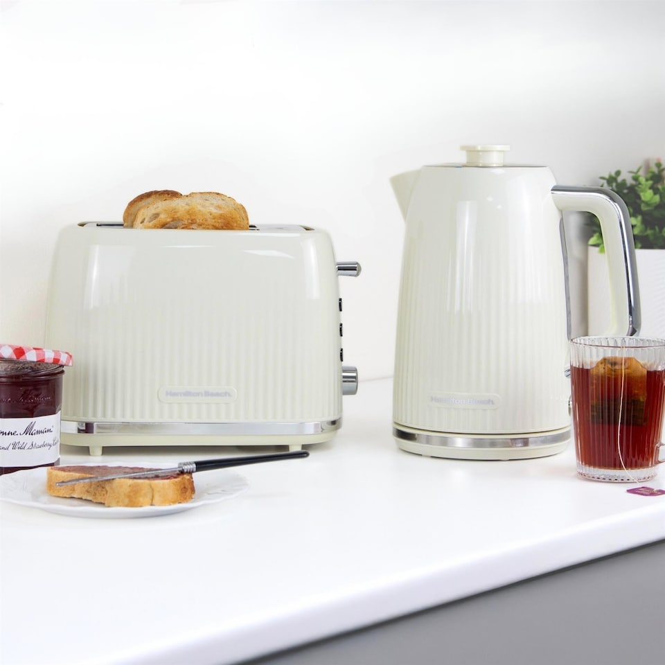 image 1 of Hamilton Beach Miami Kettle & Toaster Set Sand