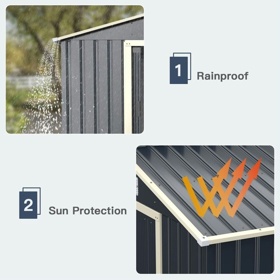 image 1 of COSTWAY 7FT x 4FT Outdoor Storage Shed Tool Utility Storage House Grey