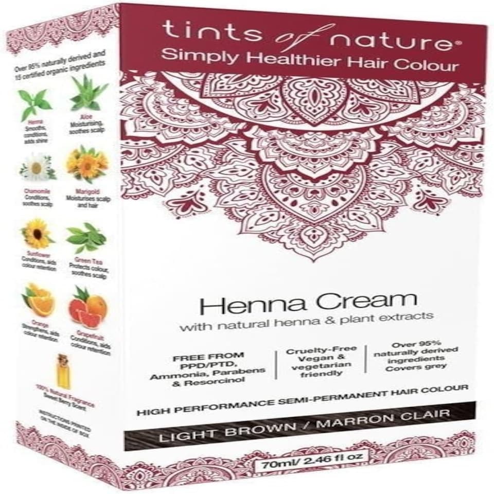 Tints of Nature Light Brown Semi-Permanent Henna Hair Colour, 95% Brown