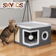 image 9 of Skylos Cat House Indoor Cat Cave with Scratch Pad Fluffy Ball Cat Bed Pet House