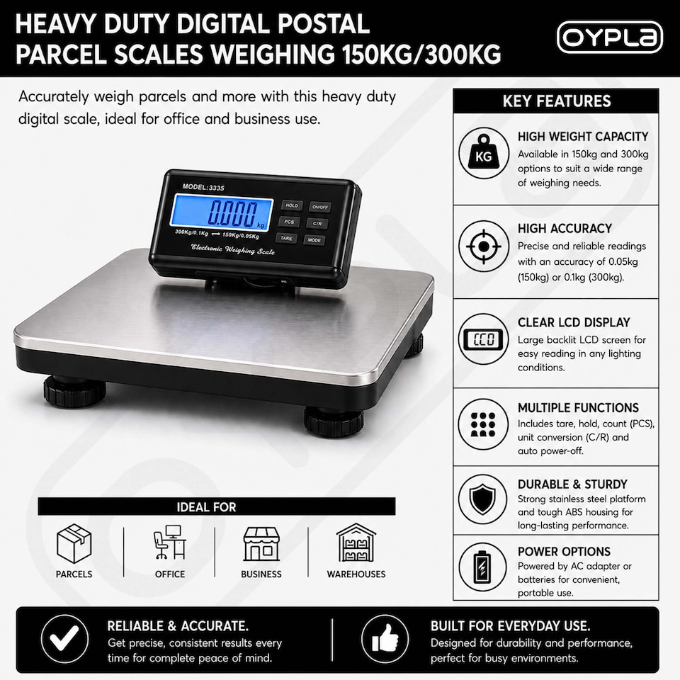 image 1 of Heavy Duty Digital Postal Parcel Scales Weighing 150kg 300kg