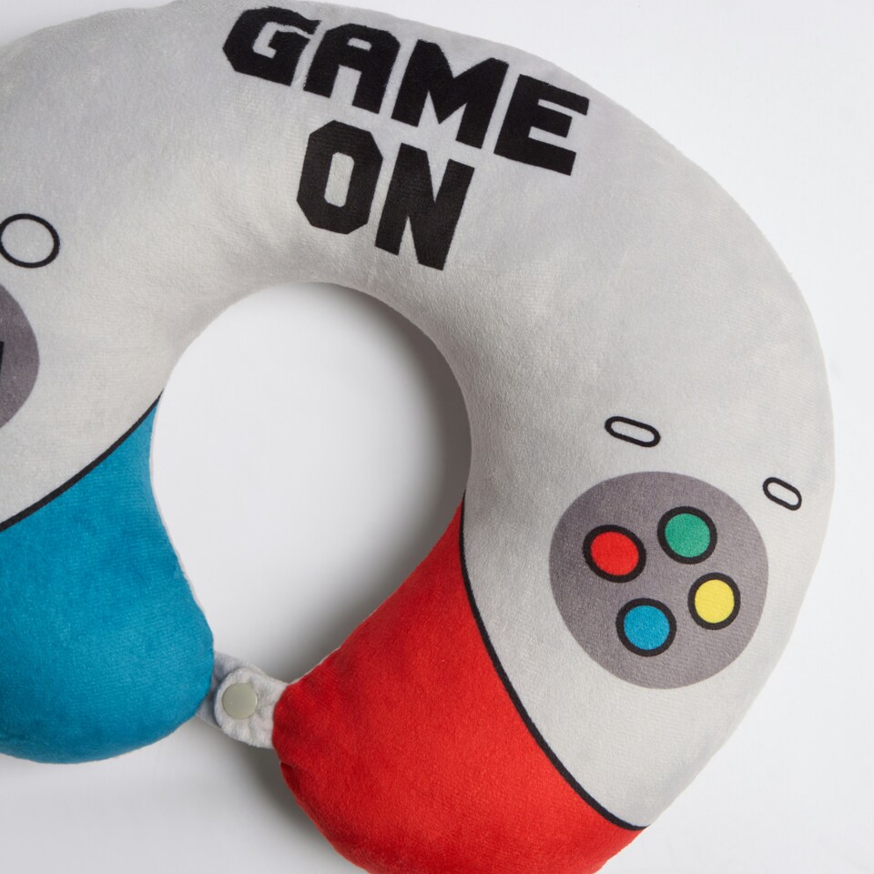 image 1 of OHS Gaming Controller Soft Plush U-Shaped Comfort Support Travel Neck Pillow, Multi