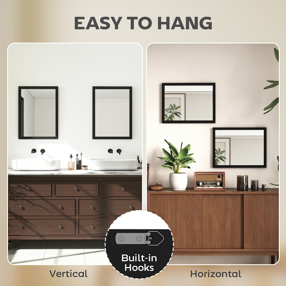 image 1 of HOMCOM 30 x 40 cm Wall Bathroom Mirror, Vanity Mirror, Set of 2