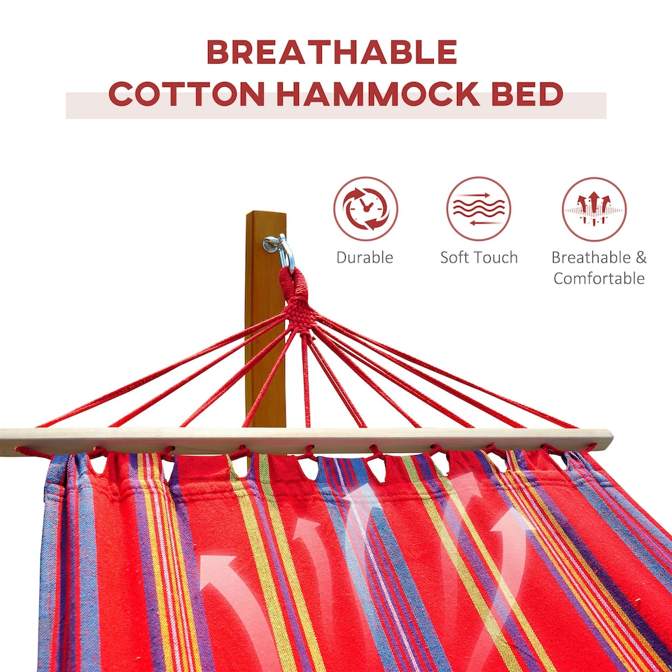 image 1 of Outsunny Wooden Frame Hammock | Hammock With Stand Pink