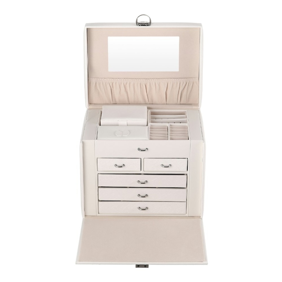 Living and Home Jewellery Box Storage Organiser with Lock & Mirror