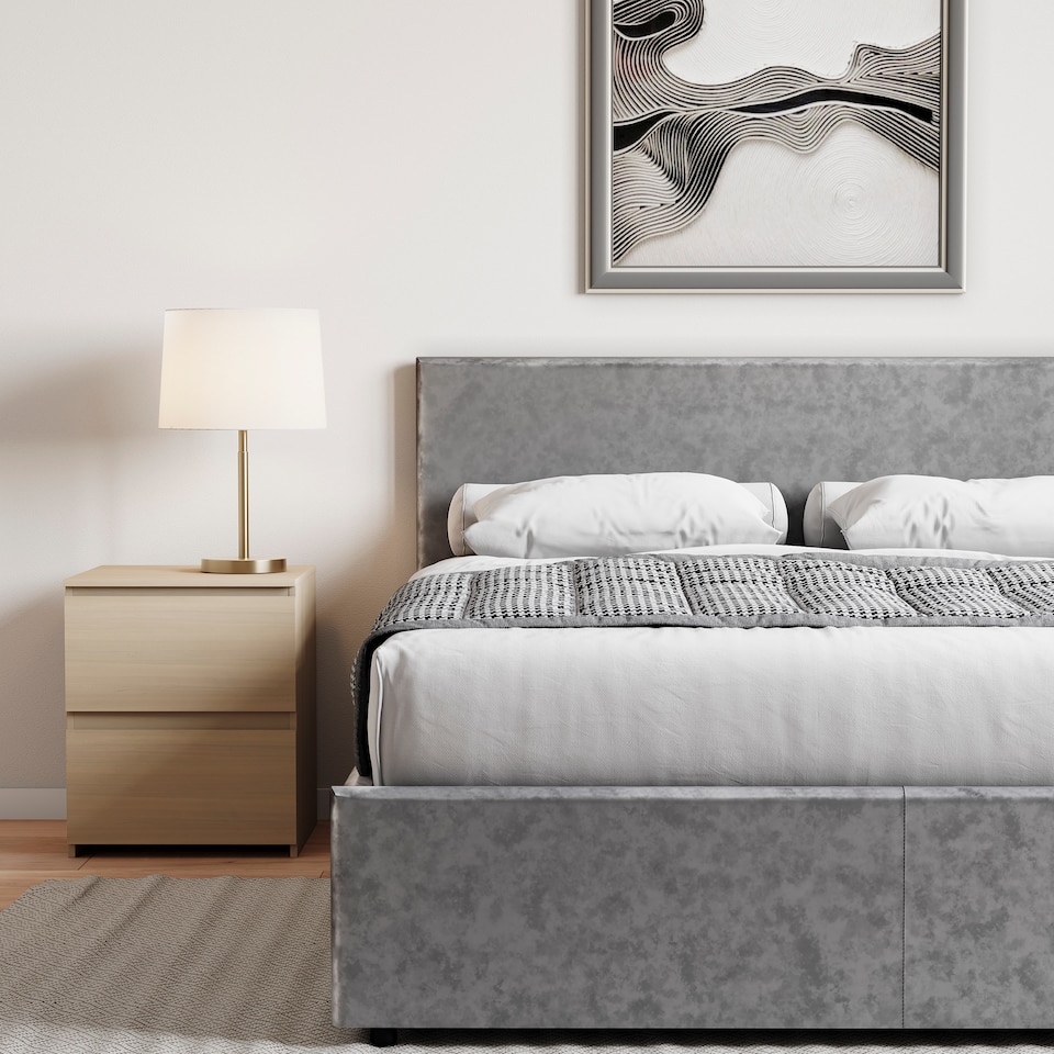image 1 of Vida Designs Veronica 5ft King Size Ottoman Bed Storage Fabric Upholstered, Silver Velvet, 150 x 200cm