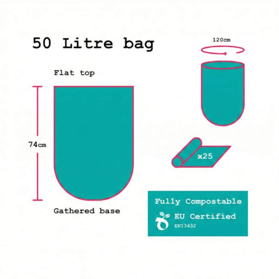 image 1 of 25 Biodegradable Bin Bags - 50 Litre