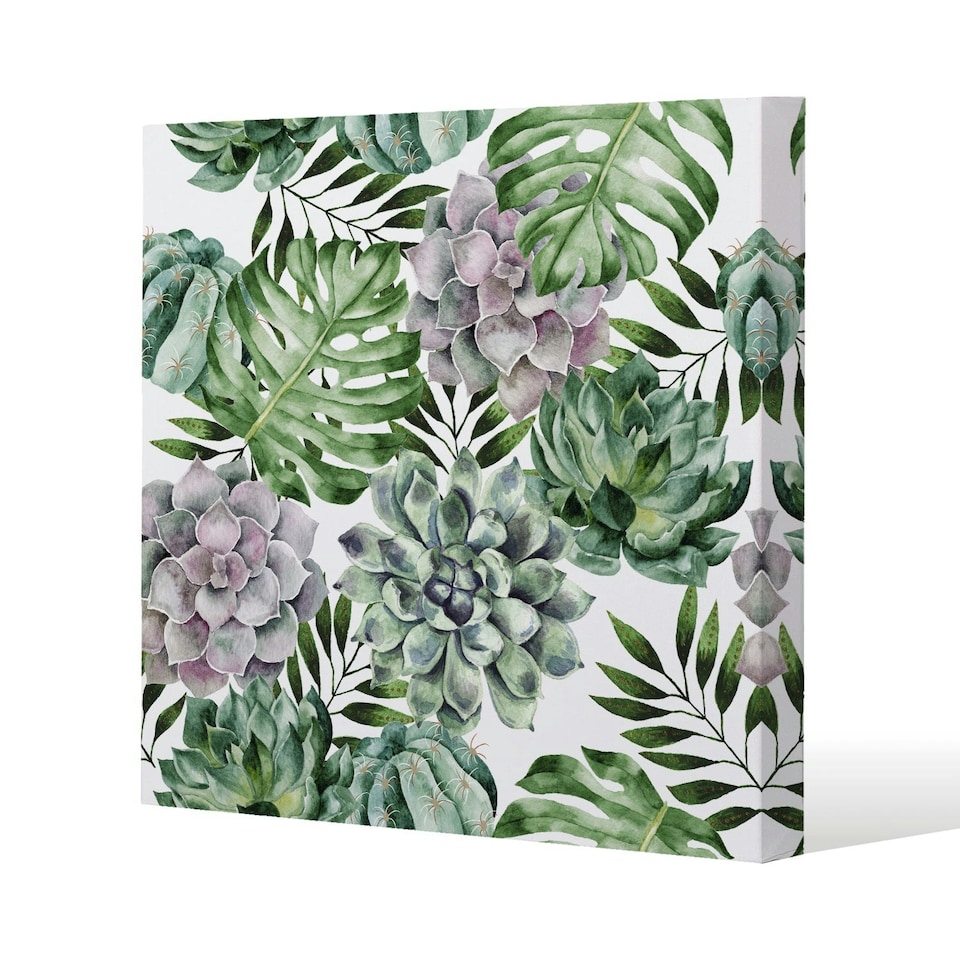 image 1 of Watercolour Botanical Leaves (Canvas Print) 46 x 46 x 4cm