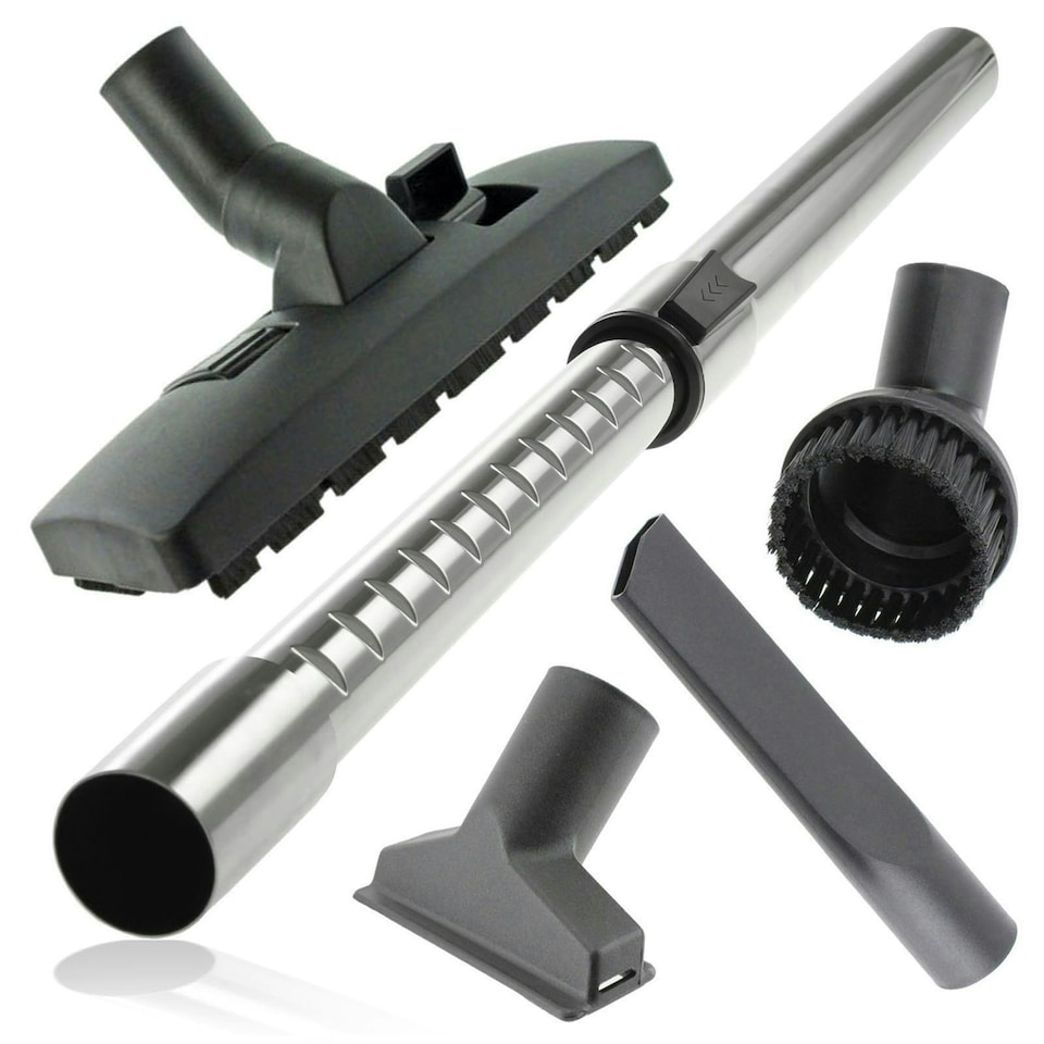 image 1 of SPARES2GO Telescopic Extension Rod Tool Kit Compatible with MacAllister MWDV-30 30L L-A MWDV-40 40L Vacuum Cleaner (35mm) Silver