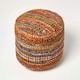 image 3 of Homescapes Red and Multi-Colour Chindi Design Circular Bean Filled Pouffe | Multi | 45 x 40 cm