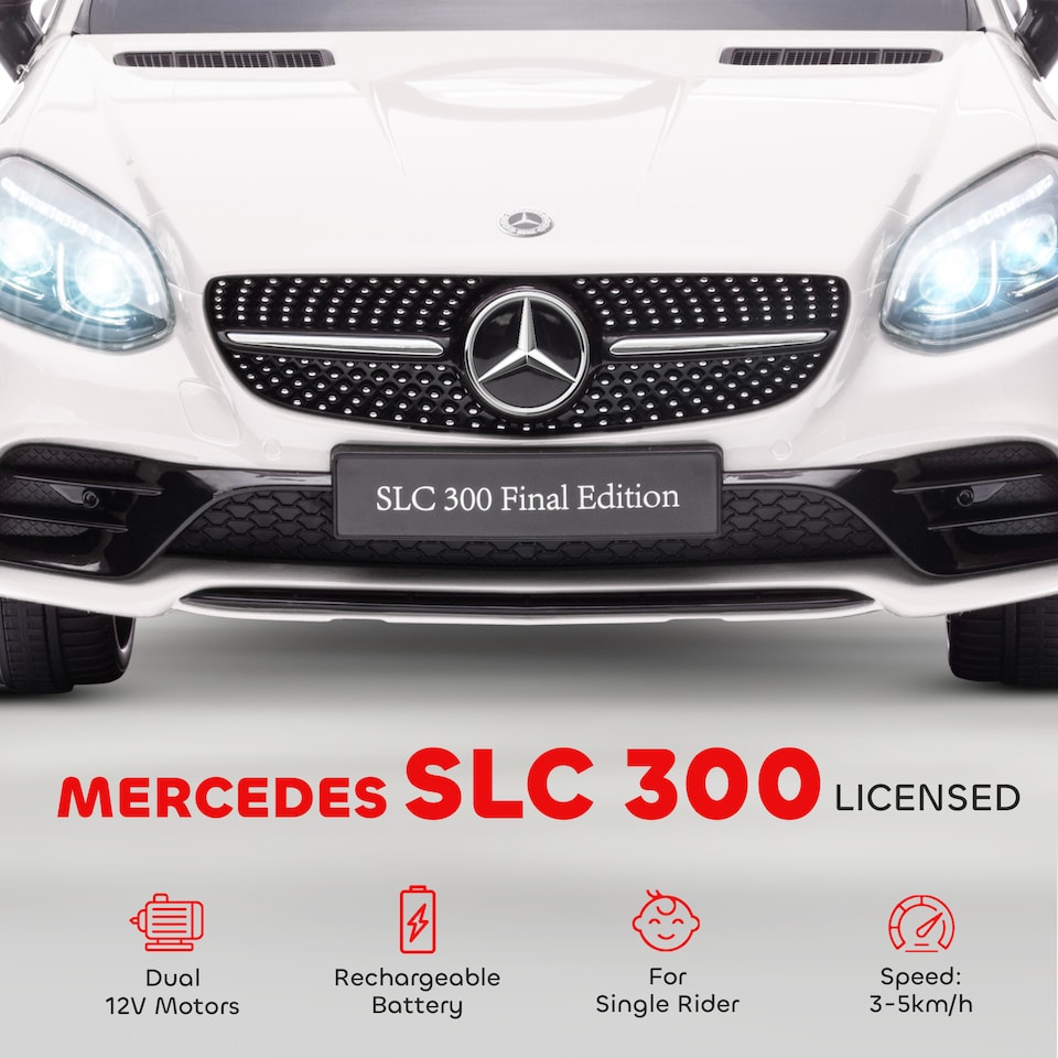 image 1 of AIYAPLAY Benz SLC 300 Licensed 12V Electric Car for Kids, Kids' Electric Ride on with Parental Remote, Music Lights, Suspension Wheels for 3-6 Years, White