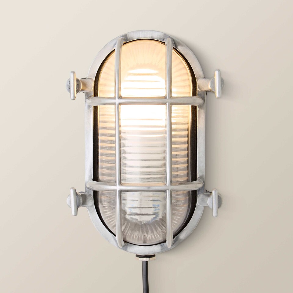 image 1 of ValueLights Silver Outdoor Wall Bulkhead Light with 4W Warm White Bulb