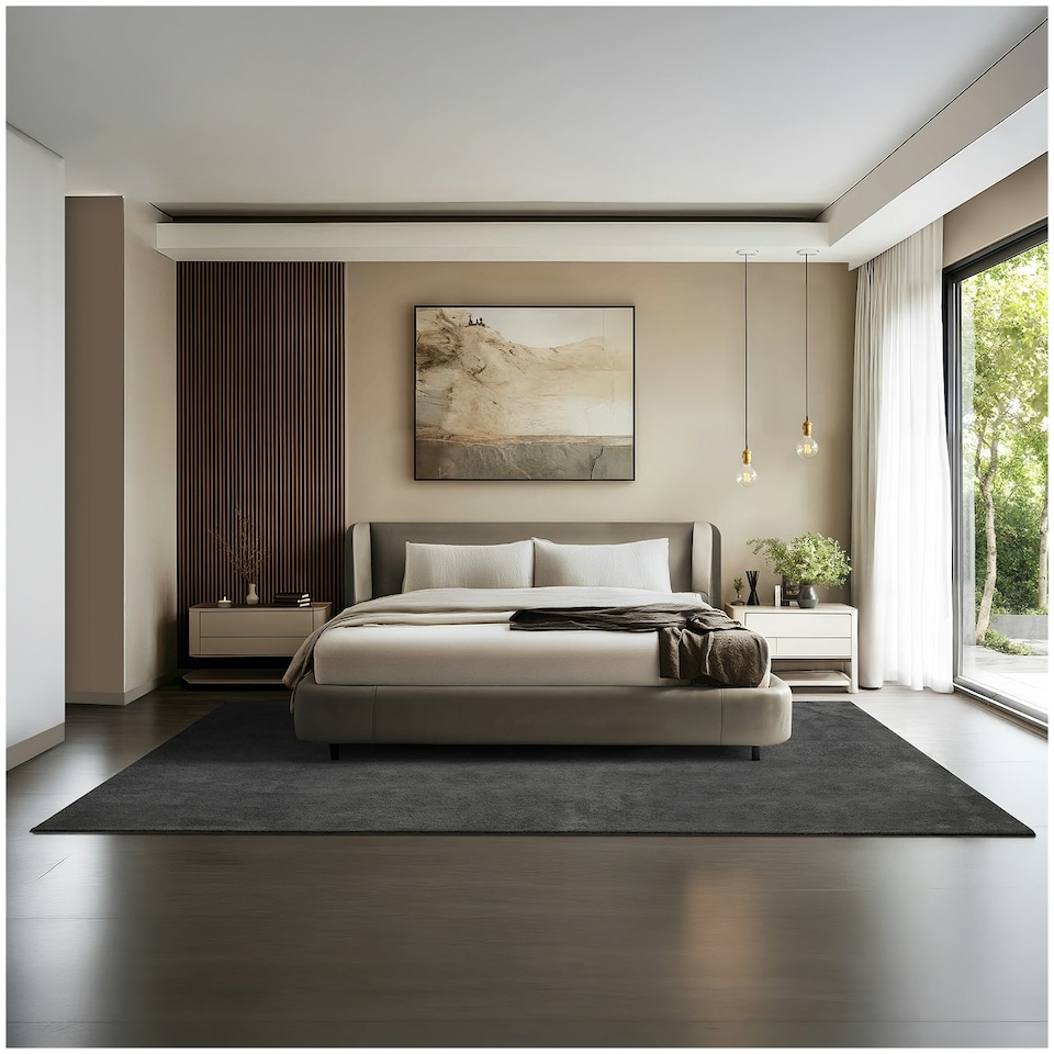 image 1 of Rug Zonelle - short pile and ultra-soft, rectangular or round Grey | Anthracite | 200 x 290 cm