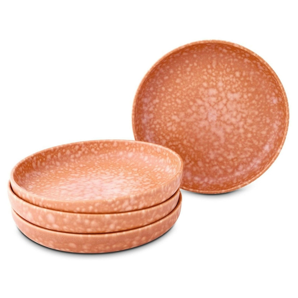 image 1 of Curateology LoHo Set of 4 Stoneware Pasta Bowls 21.5cm - Reactive Glaze Terracotta