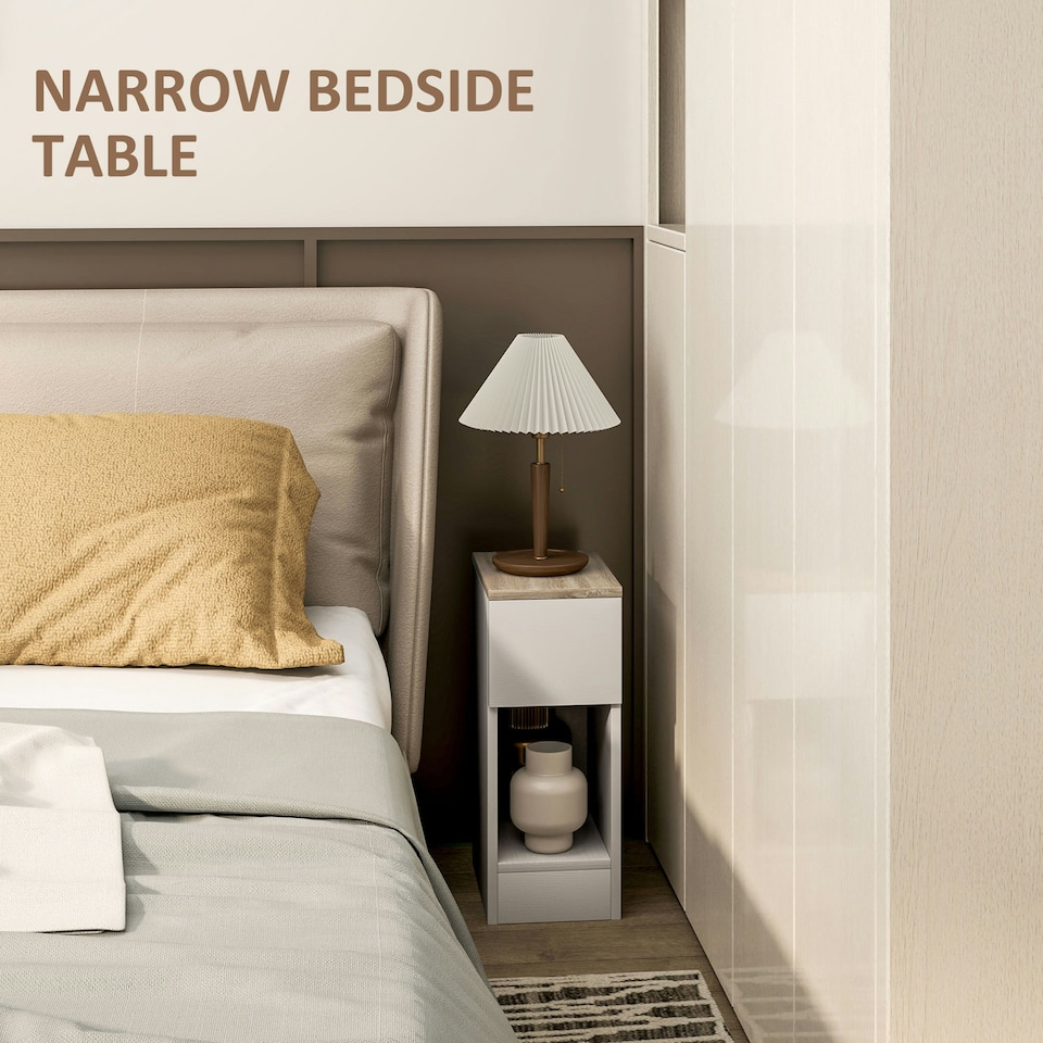image 1 of HOMCOM Bedside Tables Set of 2, Nightstands for Bedroom, Living Room, White