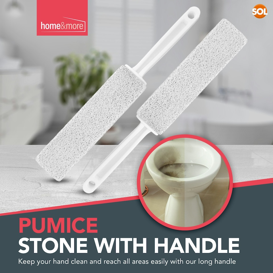 image 1 of 2pk SOL Pumice Stone for Toilet, 23.5cm Toilet Pumice Cleaning Stone