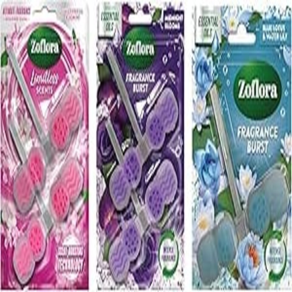 image 1 of Zolfora Rim Block Mixed Fragrence Bundle - Blue Lotus & Waterlily - 1x48g, Midnight Blooms - 2x48g & Sweet Freesia & Jasmine - 2x48g