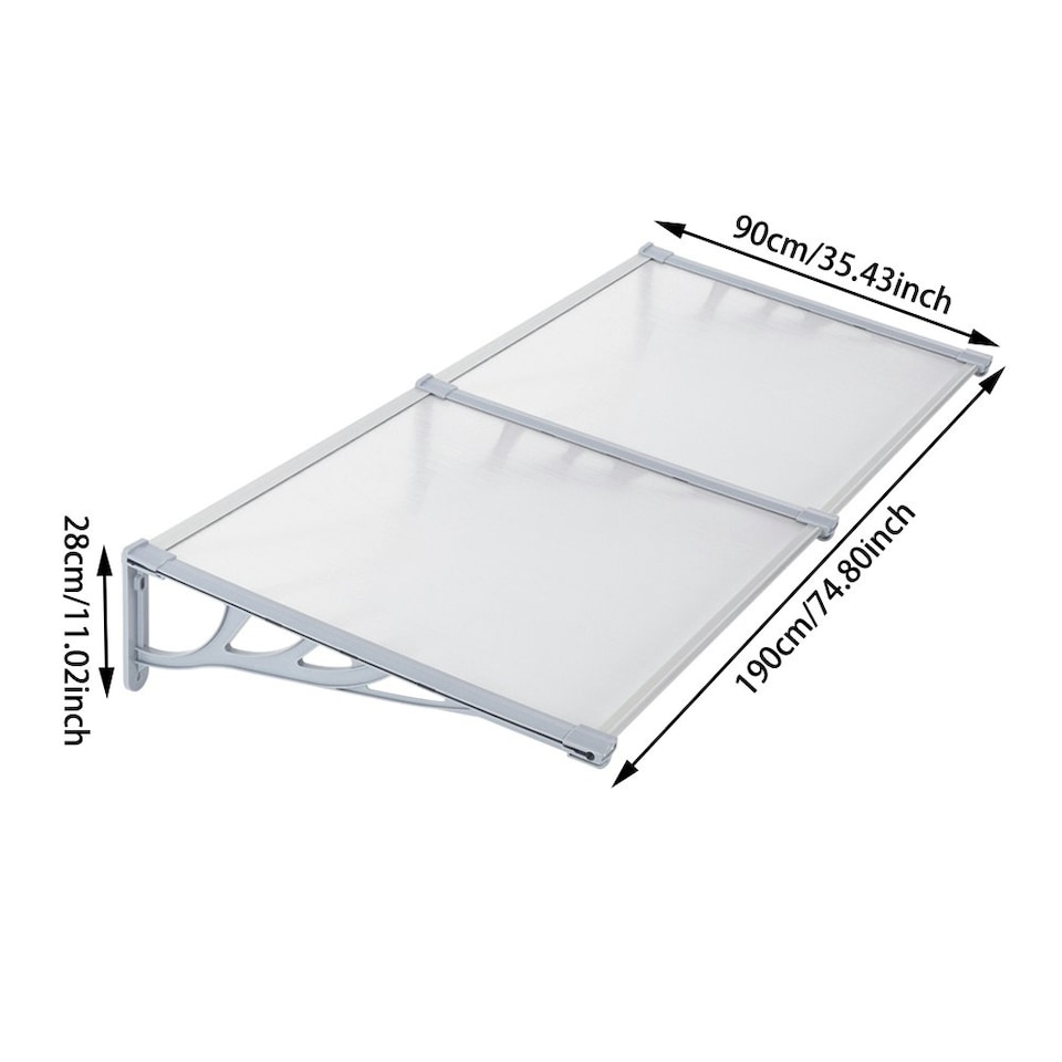 image 1 of Living and Home Door Window Awning Canopy Rain Cover - L190*W90*H28cm Grey