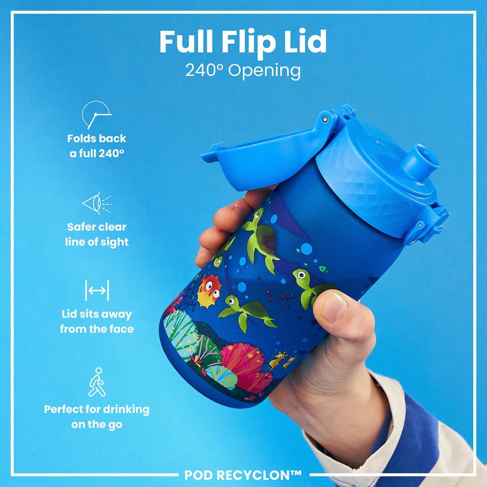 image 1 of Leak Proof Kids Water Bottle, BPA Free, 350ml (12oz) | Blue | Sea Turtle | One Size