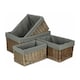 image 4 of Large Antique Wash Grey Cotton Grey Lined Willow Storage Baskets | Grey | Grey