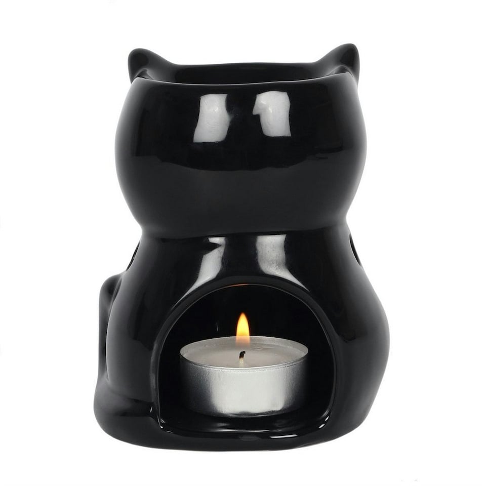 image 1 of Something Different Cat-Shaped Oil Burner - Black - One Size