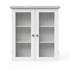 Teamson Home Bathroom Wall Cabinet 2 Glass Doors White Connor