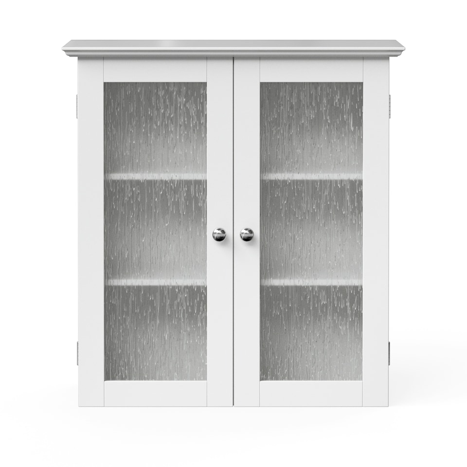 image 1 of Teamson Home Bathroom Wall Cabinet 2 Glass Doors White Connor