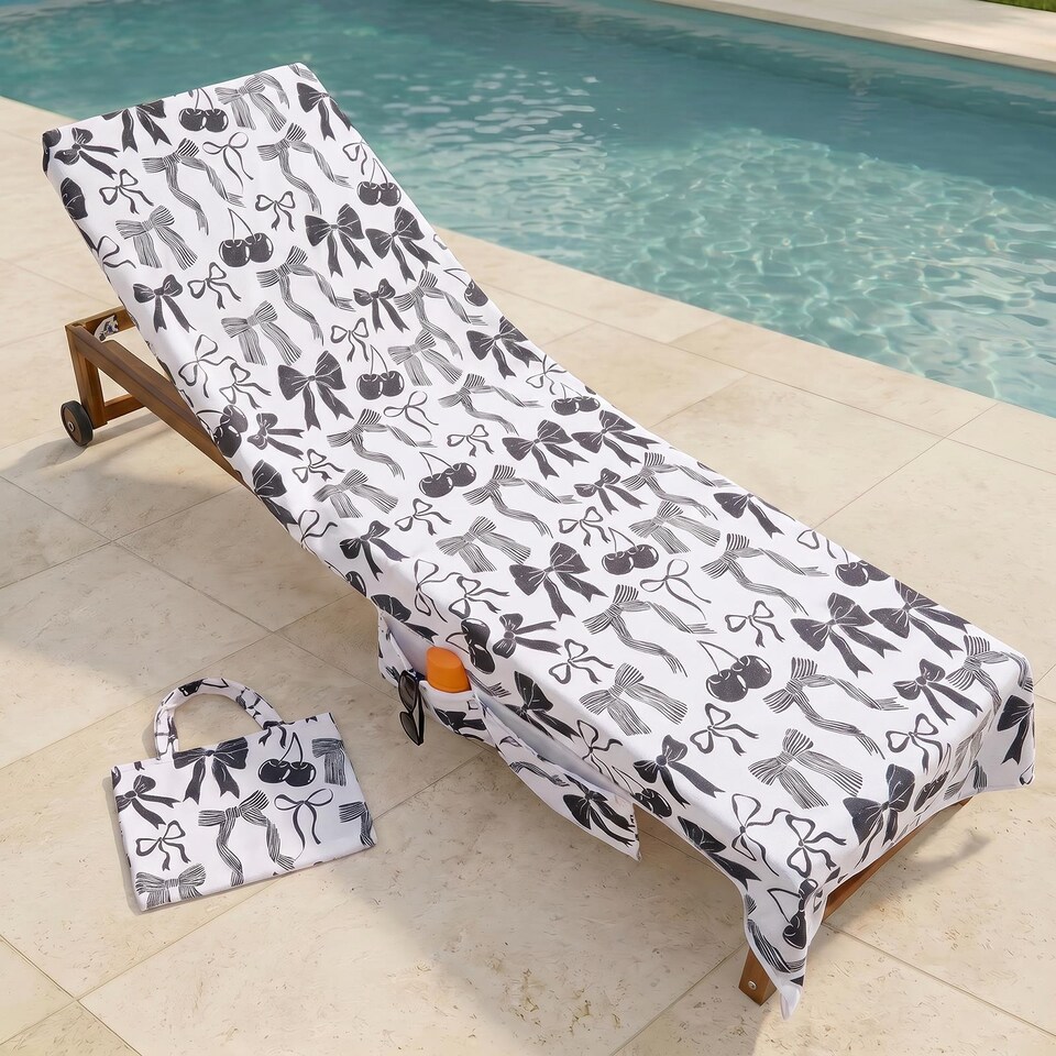 image 1 of OHS Bows Beach Towel with Bag Quick Dry Absorbent Travel Spa
