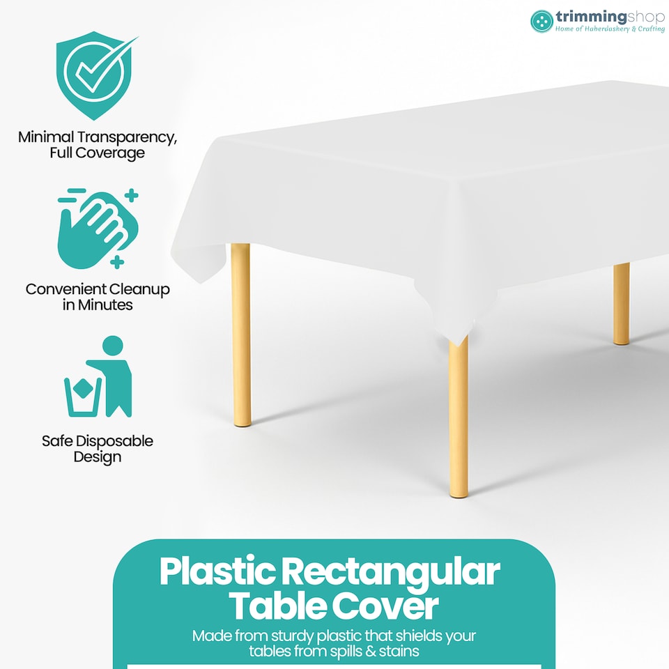 image 1 of Disposable Plastic Table Cover, Table Liner - 54" x 72"