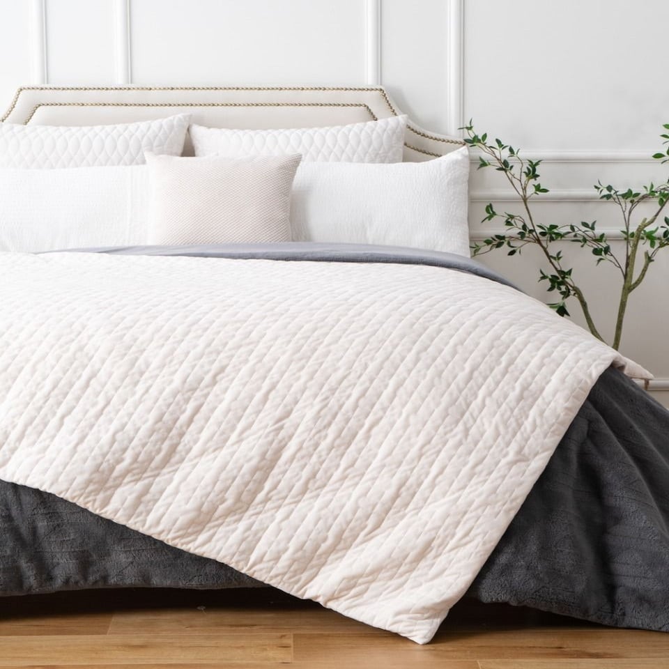 image 1 of Minky Weighted Blanket - Cream - Double