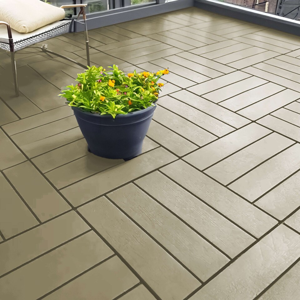 image 1 of Polydeck PVC Interlocking Decking Tiles - White | Cream | Beige | Pack of 36