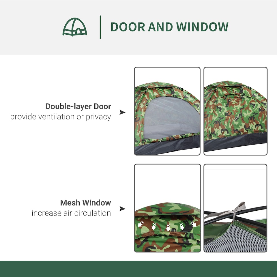 image 1 of Outsunny Camping Tent for 2 Person Dome Tent with Storage Pocket Multicoloured