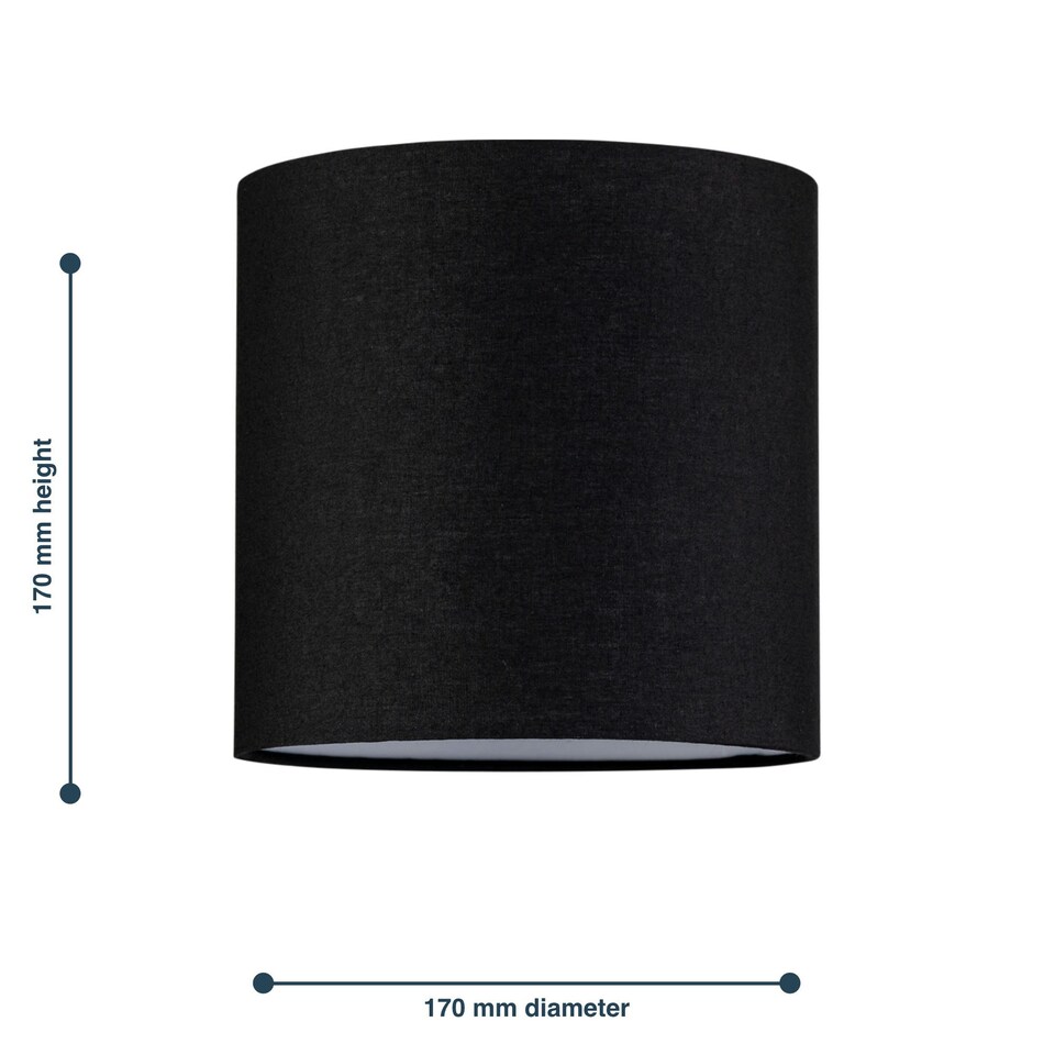 image 1 of Black Textured Cotton 17cm Table Lamp Shade Black
