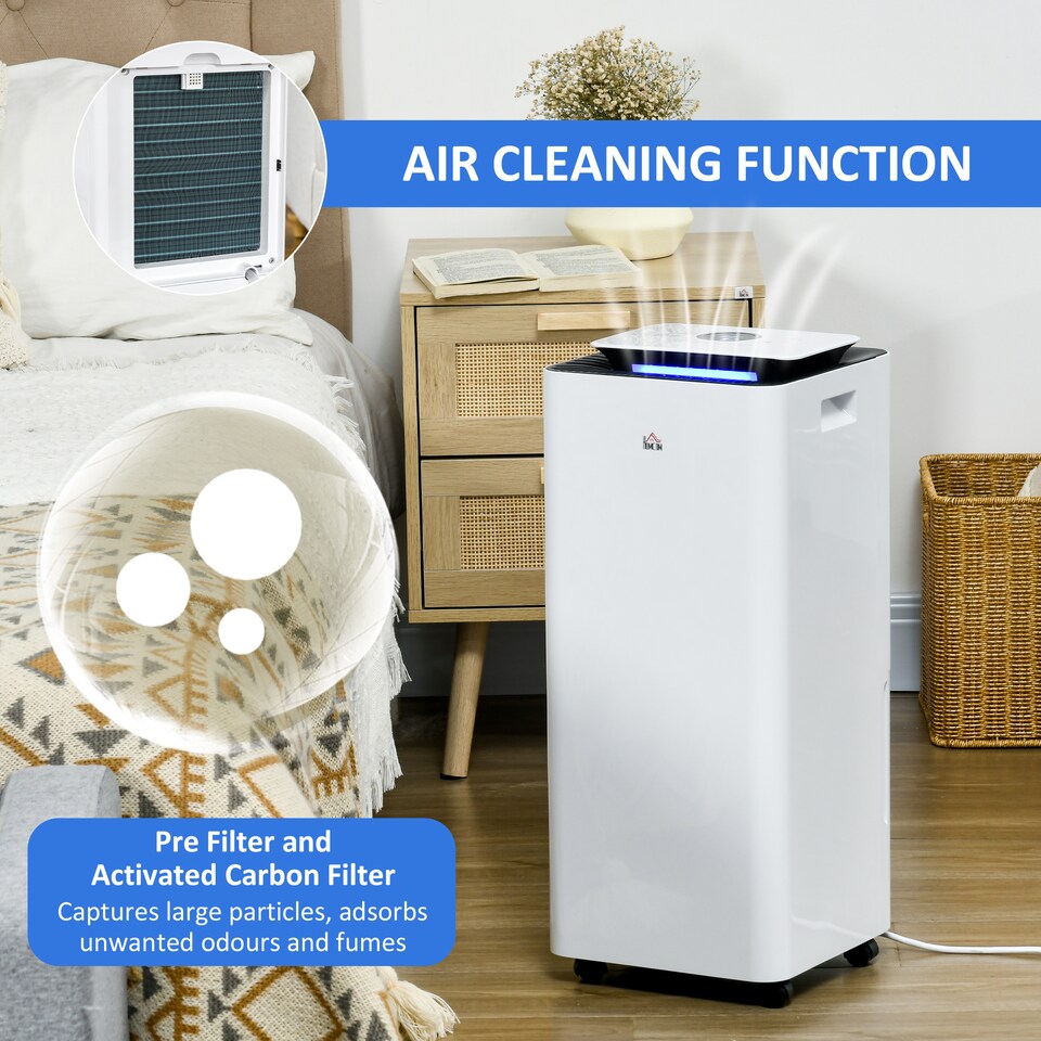 image 1 of HOMCOM 16LDay 3500mL Portable Quiet Dehumidifier with Air Purifier Filter, 24H Timer, 5 Modes, Electric Moisture Air Dehumidifier for Home Laundry Basement, White