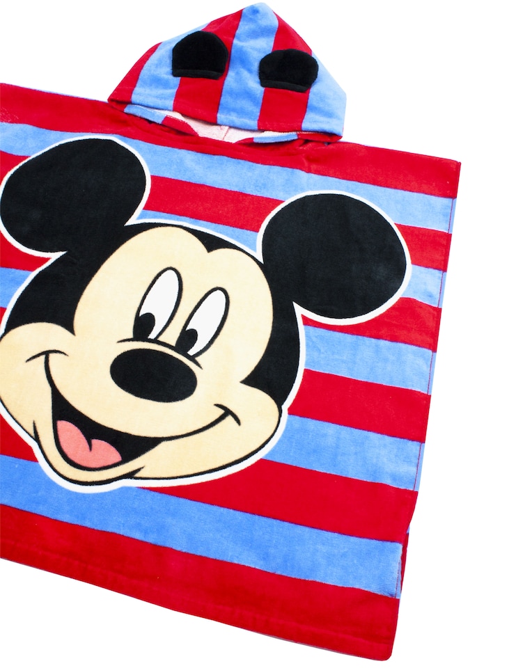 image 1 of Disney Mickey Mouse 3D Ears Poncho Towel for Kids | One Size Hooded Bath Towelling for Girls and Boys | Beach Swim Cover Up for Children and Toddlers Blue