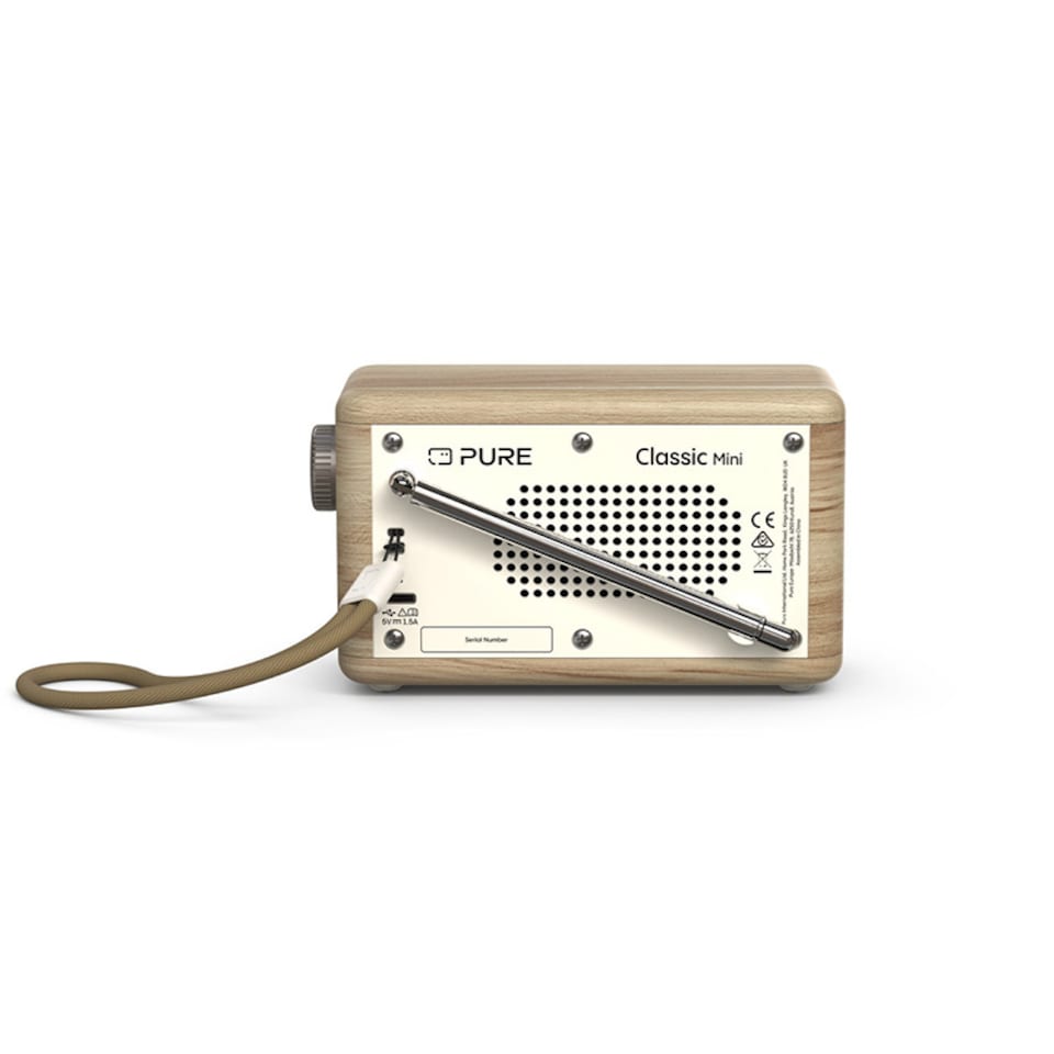 image 1 of Pure Classic Mini Portable Radio - Cotton White and Oak