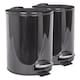 image 1 of Harbour Housewares Round Stainless Steel Pedal Bins - 5L - Black - Pack of 2