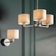 image 2 of Daley 3 Light Multi Arm Ceiling Pendant Matt Nickel, Triple Shade Vintage White Silk Effect, E14