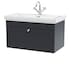 image 1 of Bathroom Wall Hung 1-Drawer Vanity Unit & Fireclay Basin, Grey, 800mm | Grey | Dark Grey | 470 x 830 x 496mm