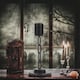 image 2 of Black Metal Chain Link Design Candle Holder With Wooden Stand Home Decor | Black | Black | Single - Medium
