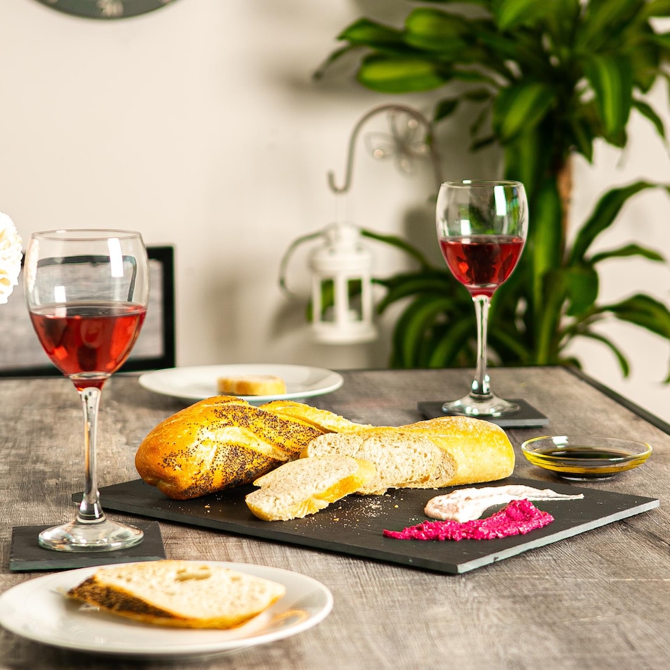 image 1 of Argon Tableware 12 Piece Linea Rectangle Slate Placemats & Coasters Set - 10cm | Grey | Grey