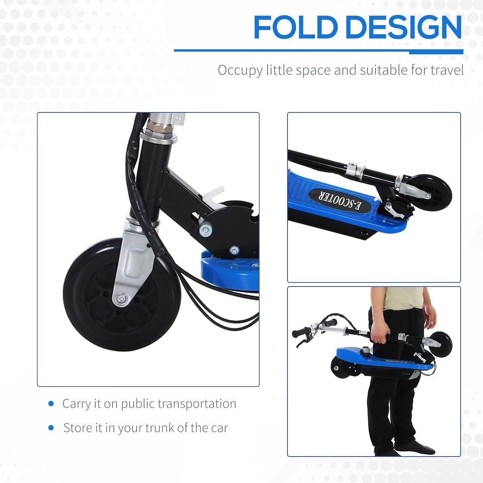 image 1 of HOMCOM Foldable Scooter 120W w/ Adjustable Height and Brake, Blue