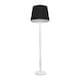 image 1 of ValueLights Victoria White Wood Floor Lamp Black Taper Shade and Bulb